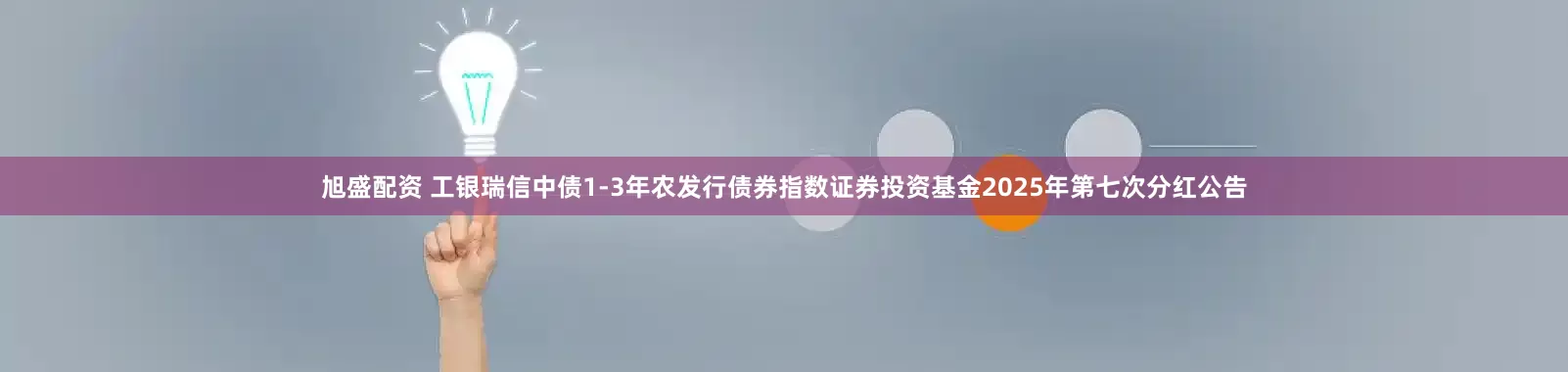 旭盛配资 工银瑞信中债1-3年农发行债券指数证券投资基金2025年第七次分红公告